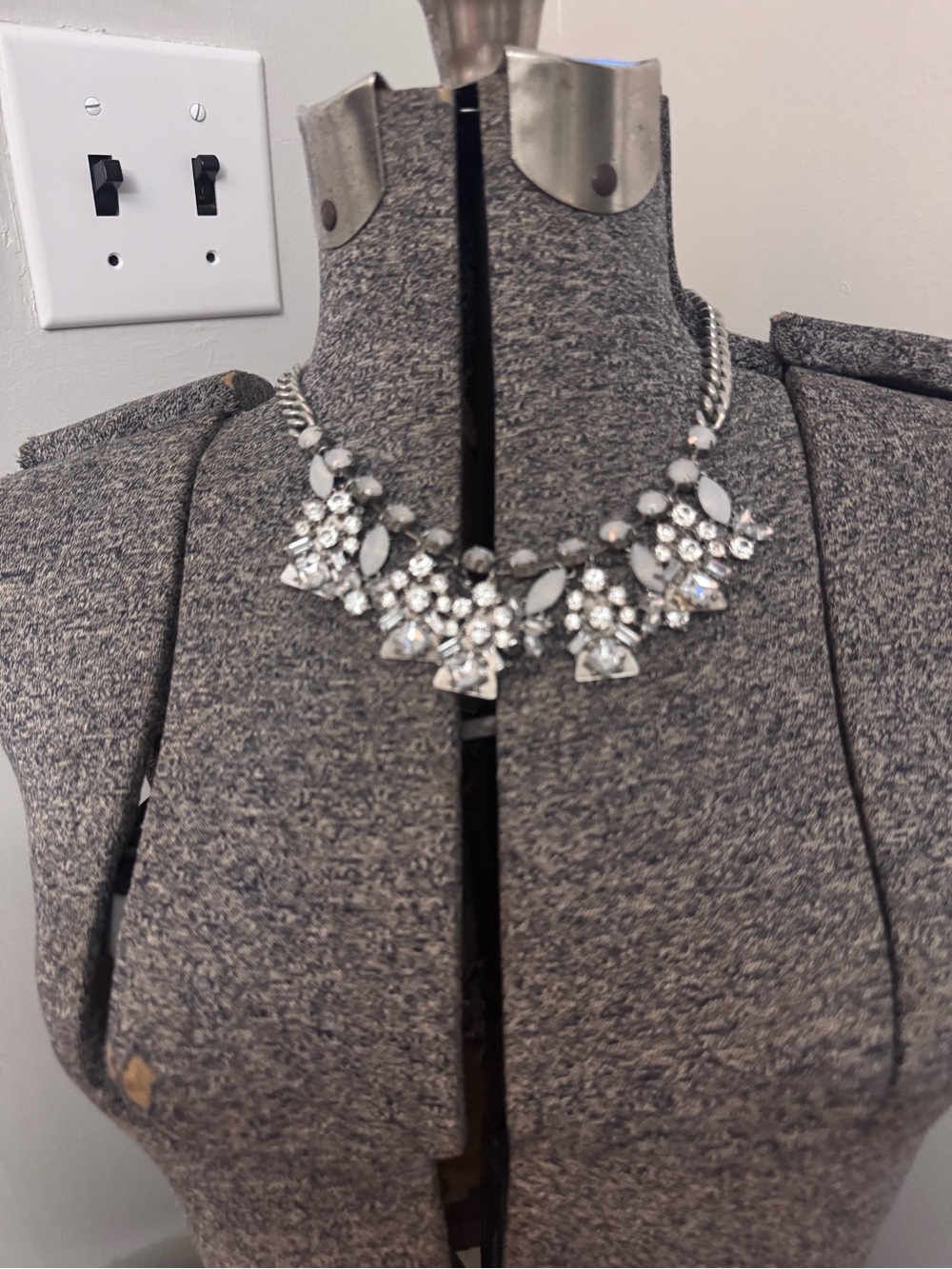 Elegant Silver and White Statement Necklace